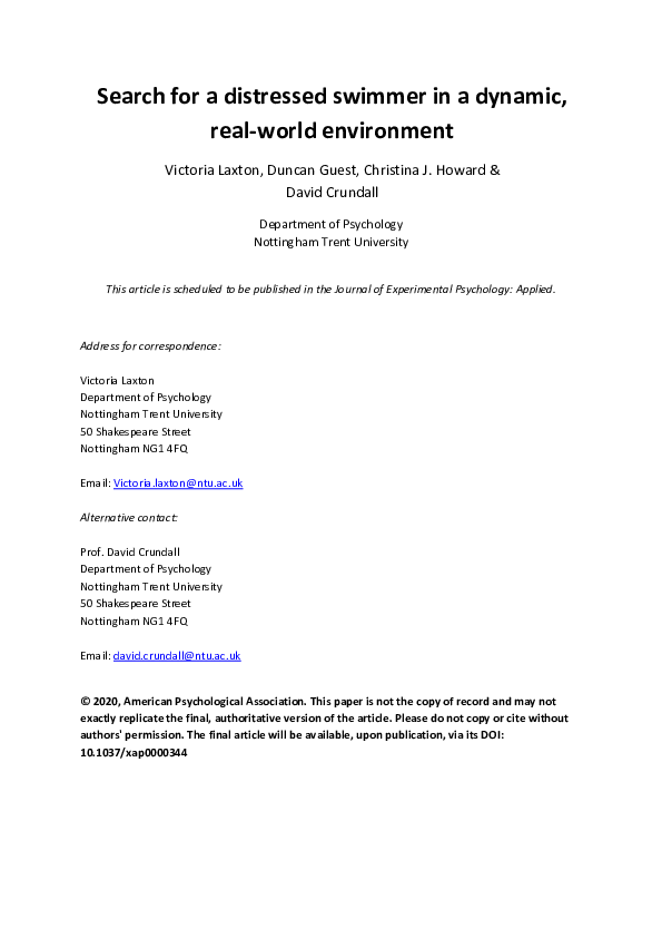 (PDF) Search for a distressed swimmer in a dynamic, real-world environment