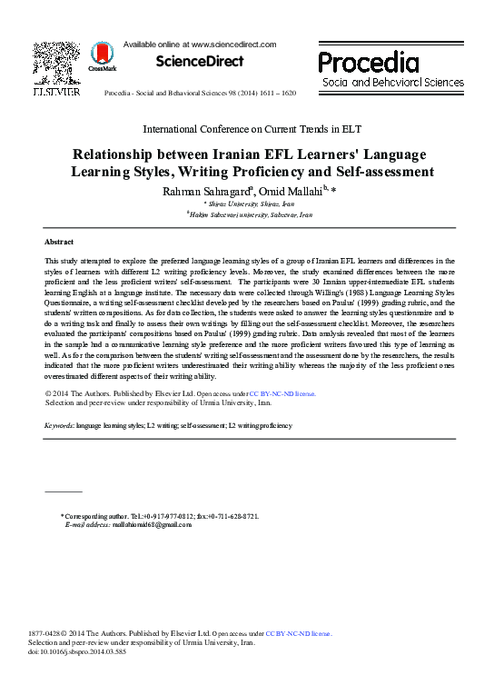 (PDF) Relationship between Iranian EFL Learners’ Language Learning ...