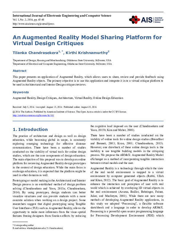 (PDF) An Augmented Reality Model Sharing Platform for Virtual Design ...