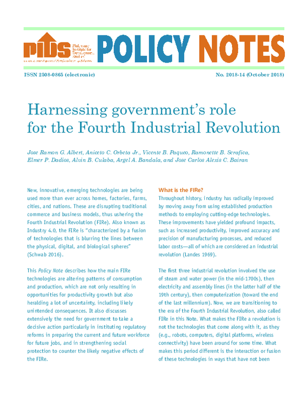 (PDF) Harnessing government’s role for the Fourth Industrial Revolution
