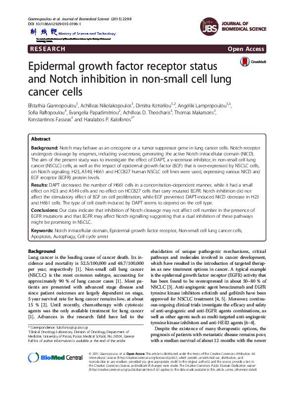 (PDF) Epidermal growth factor receptor status and Notch inhibition in ...