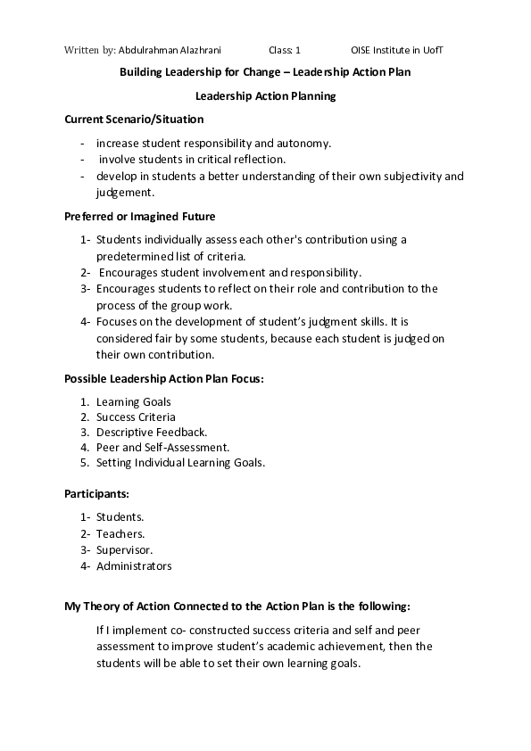 (PDF) Building Leadership for Change – Leadership Action Plan
