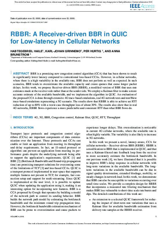 (PDF) RBBR: A Receiver-driven BBR in QUIC for Low-latency in Cellular ...