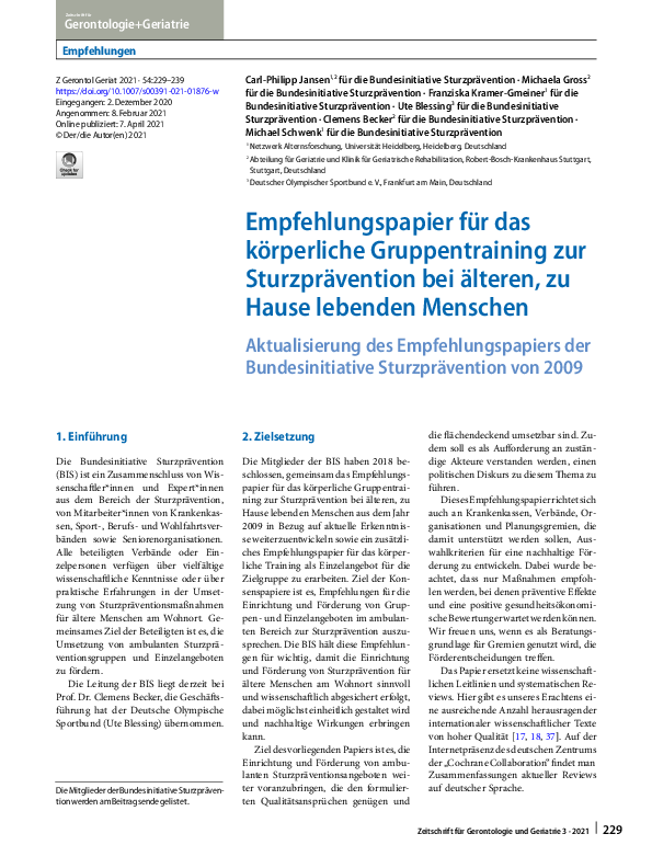 (PDF) [Group-based exercise to prevent falls in community-dwelling ...