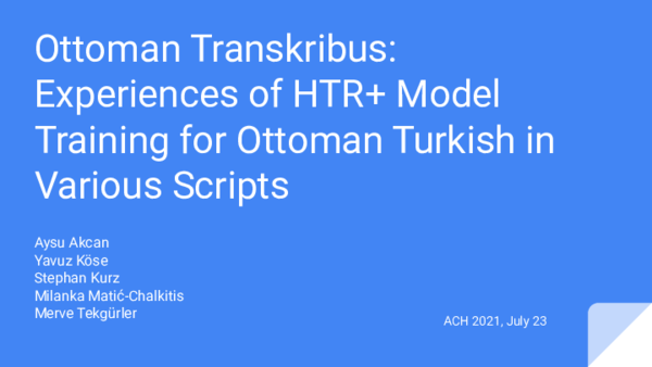 (PDF) Ottoman Transkribus: Experiences of HTR+ Model Training for ...