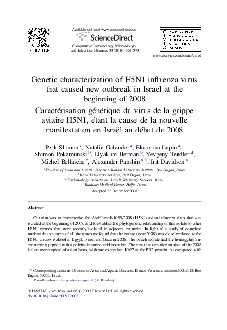 (PDF) Genetic characterization of H5N1 influenza virus that caused new ...