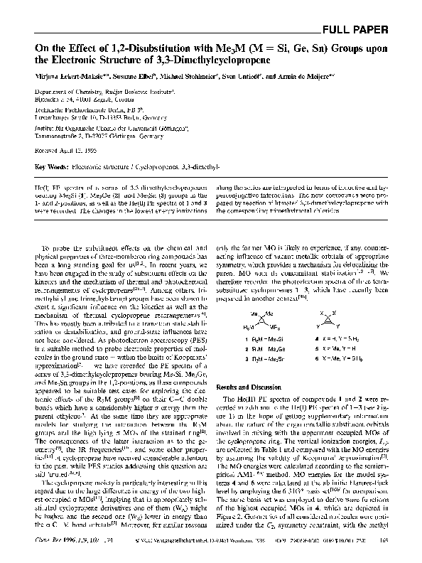 (PDF) On the Effect of 1,2-Disubstitution with Me3M (M = Si, Ge, Sn ...