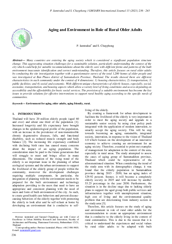 (PDF) Aging and Environment in Role of Rural Older Adults