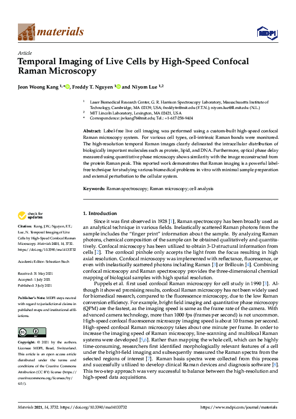 (PDF) Temporal Imaging of Live Cells by High-Speed Confocal Raman ...