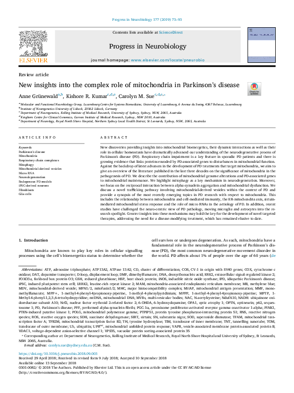 (PDF) New insights into the complex role of mitochondria in Parkinson’s ...