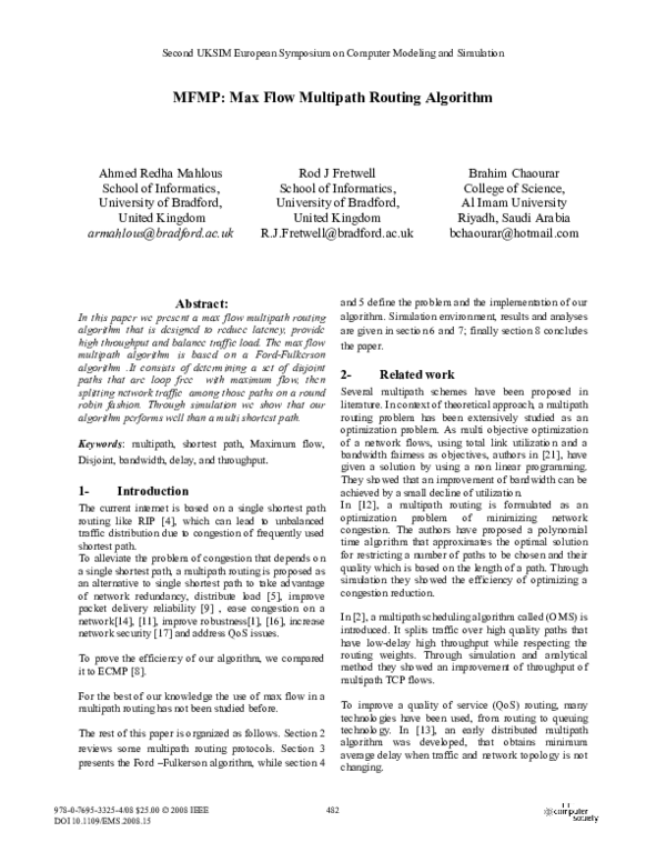 (PDF) MFMP: Max Flow Multipath Routing Algorithm | Ahmed Redha ...