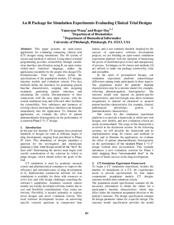 (PDF) An R package for simulation experiments evaluating clinical trial ...