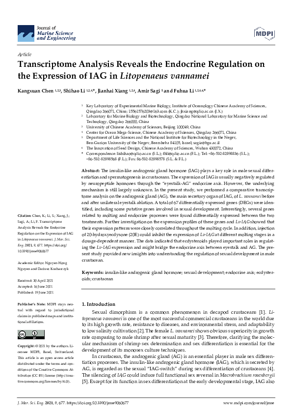 (PDF) Transcriptome Analysis Reveals the Endocrine Regulation on the ...
