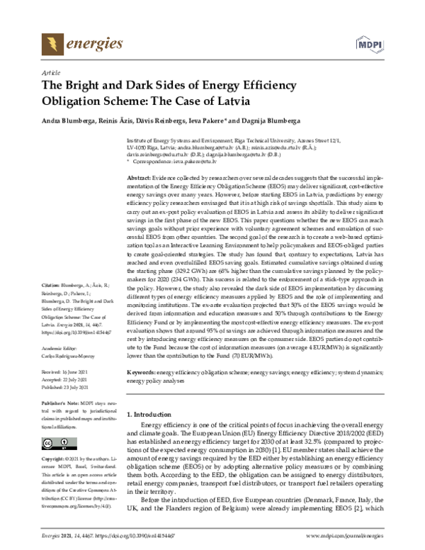 (PDF) The Bright and Dark Sides of Energy Efficiency Obligation Scheme ...