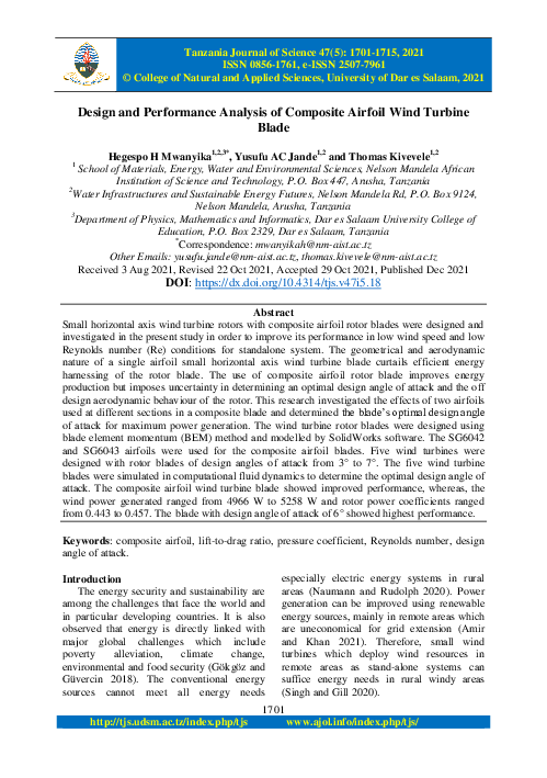 (PDF) Design and Performance Analysis of Composite Airfoil Wind Turbine ...