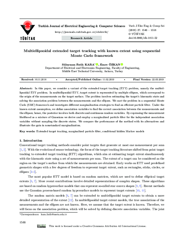 (PDF) Multiellipsoidal extended target tracking with known extent using ...