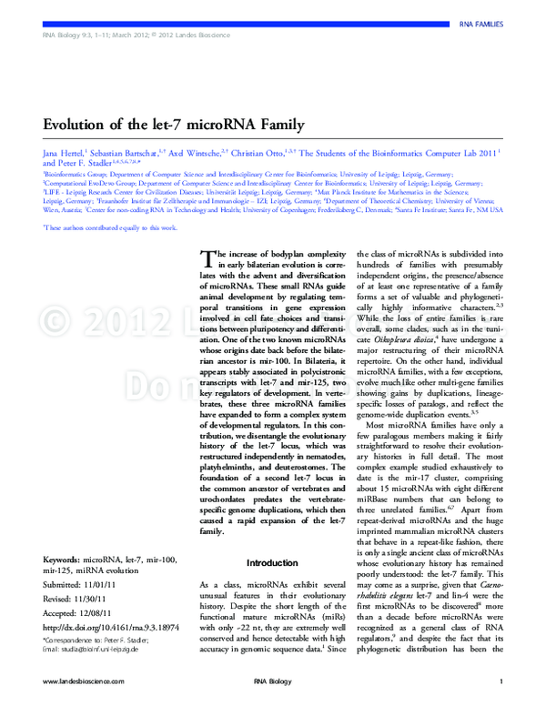 (PDF) Evolution of the let-7 microRNA Family