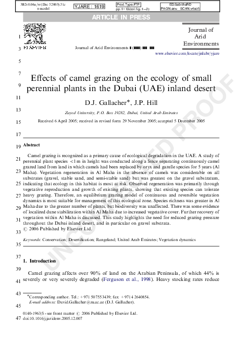 Pdf Effects Of Camel Grazing On The Ecology Of Small Perennial Plants In The Dubai Uae Inland Desert David Gallacher Academia Edu