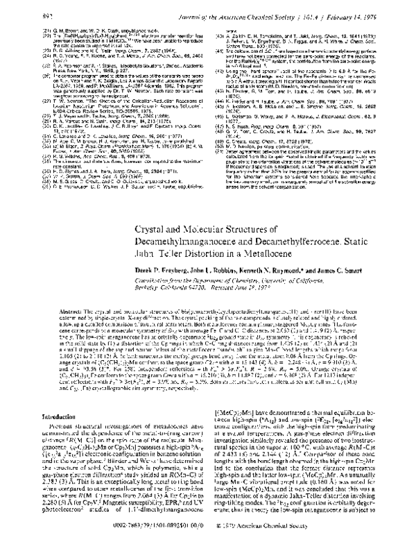 (PDF) Crystal and molecular structures of decamethylmanganocene and ...