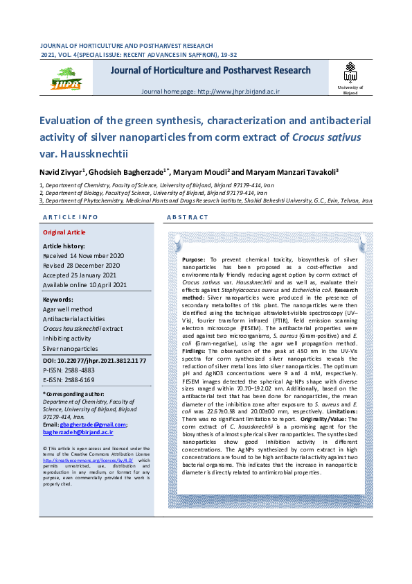 (PDF) Evaluation of the green synthesis, characterization and ...