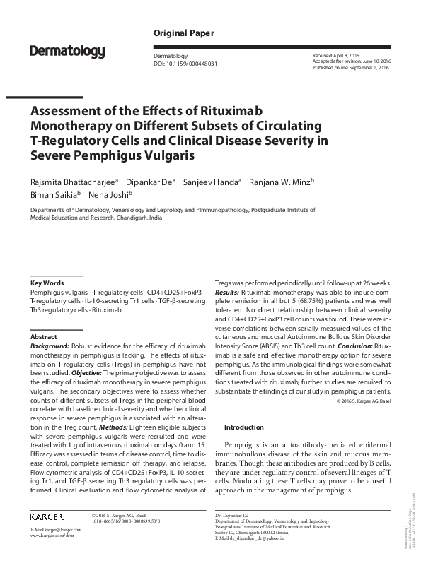 (PDF) Assessment of the Effects of Rituximab Monotherapy on Different ...