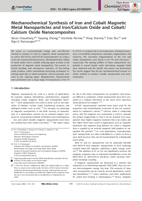 (PDF) Mechanochemical Synthesis of Iron and Cobalt Magnetic Metal ...