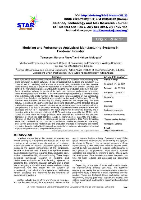 (PDF) Modeling and Performance Analysis of Manufacturing Systems in ...