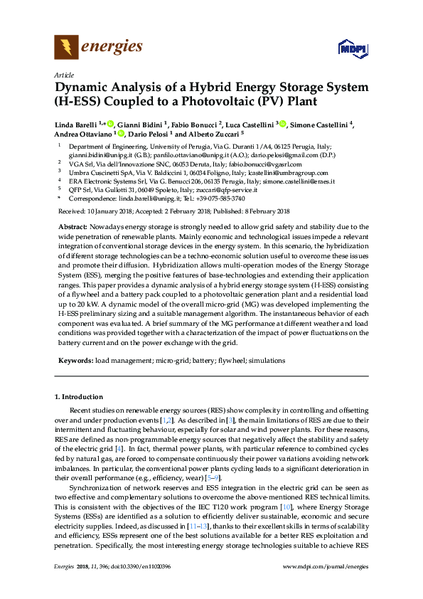 (PDF) Dynamic Analysis of a Hybrid Energy Storage System (H-ESS ...