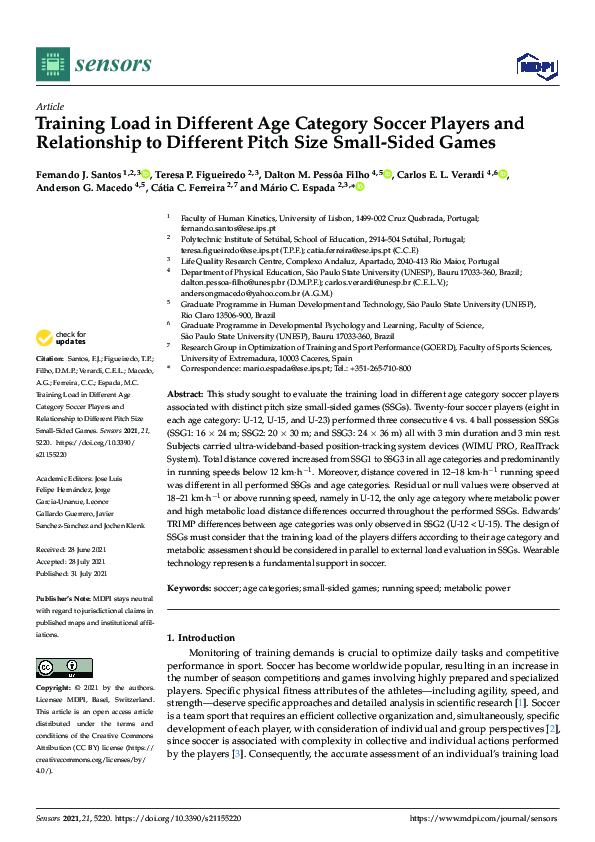 (PDF) Training Load in Different Age Category Soccer Players and ...