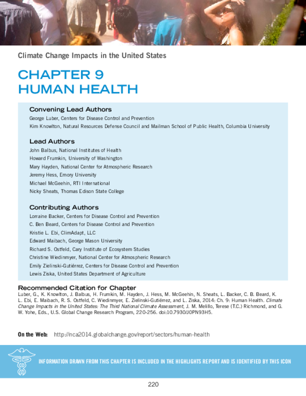(PDF) Human Health. Climate Change Impacts in the United States: The ...