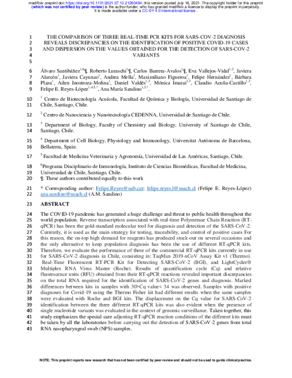 (PDF) The Comparison of Three Real-Time PCR Kits for SARS-COV-2 ...