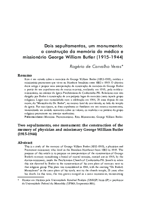 (PDF) Dois sepultamentos, um monumento: a construção da memória do ...