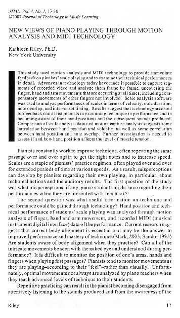 (PDF) New Views of Piano Playing Through Motion Analysis and Midi ...