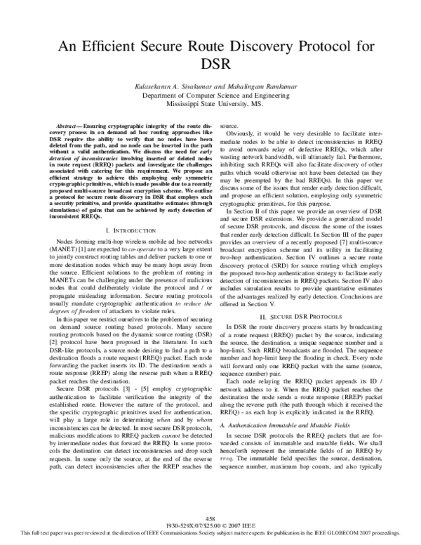(PDF) An Efficient Secure Route Discovery Protocol for DSR