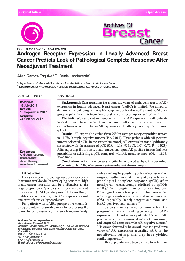 (PDF) Androgen Receptor Expression in Locally Advanced Breast Cancer ...