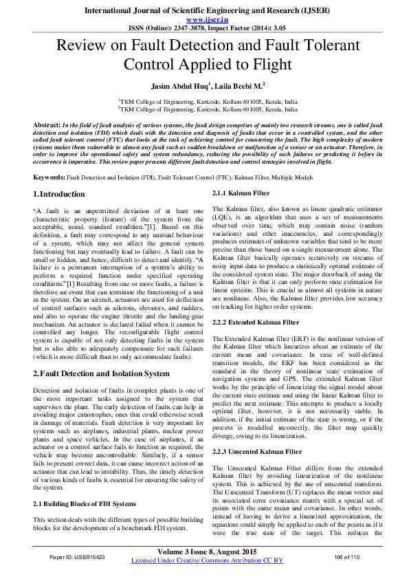 (PDF) Review on Fault Detection and Fault Tolerant Control Applied to ...