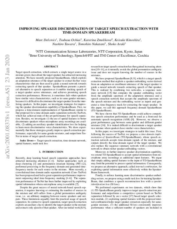 (PDF) Improving Speaker Discrimination of Target Speech Extraction With ...