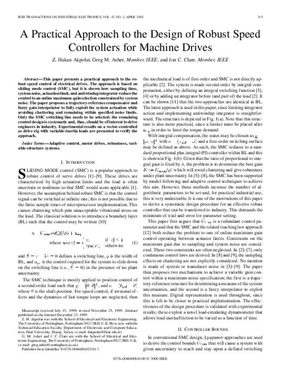 (PDF) A practical approach to the design of robust speed controllers ...