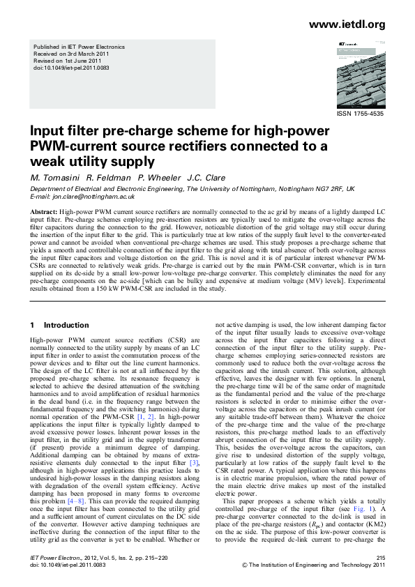 (PDF) Input filter pre-charge scheme for high-power PWM-current source ...