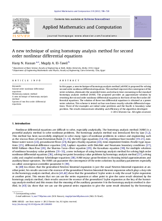 (PDF) A new technique of using homotopy analysis method for second ...