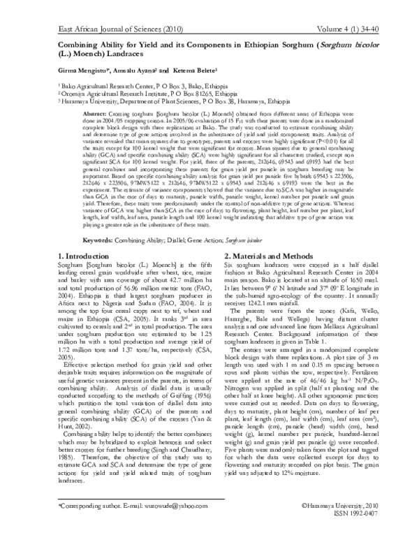 (PDF) Combining ability for yield and its components in fieldpea