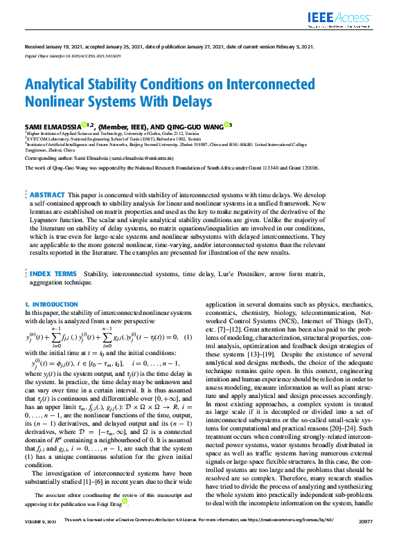 (PDF) Analytical Stability Conditions on Interconnected Nonlinear ...