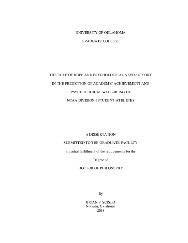 (PDF) The Role of Hope and Psychological Need Support in the Prediction ...