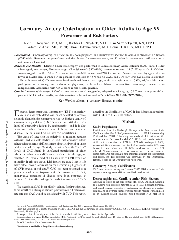 (PDF) Coronary Artery Calcification in Older Adults to Age 99 ...