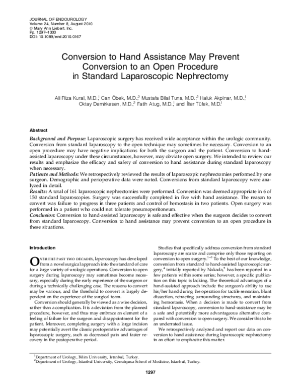 (PDF) Conversion to Hand Assistance May Prevent Conversion to an Open ...