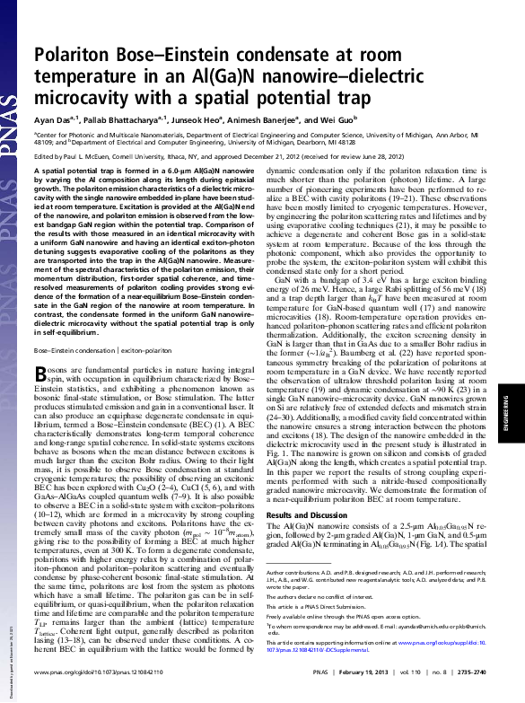 (PDF) Polariton Bose-Einstein condensate at room temperature in an Al ...