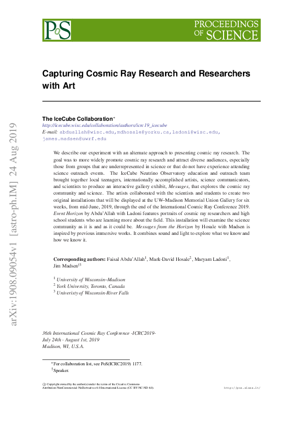 (PDF) Capturing Cosmic Ray Research and Researchers with Art