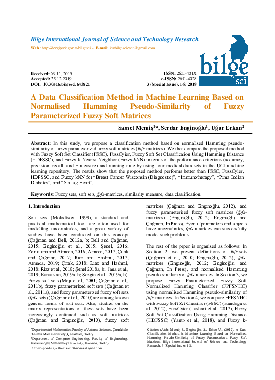 (PDF) A Data Classification Method in Machine Learning via Fuzzy ...