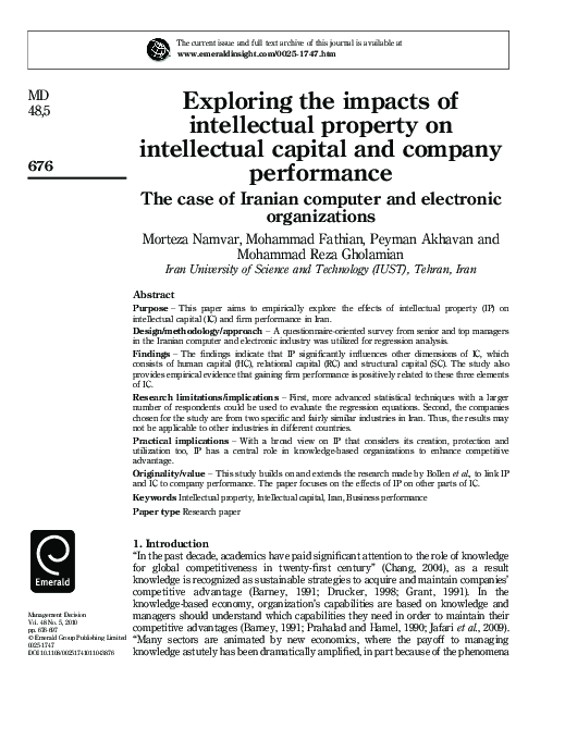 (PDF) Exploring the impacts of intellectual property on intellectual ...