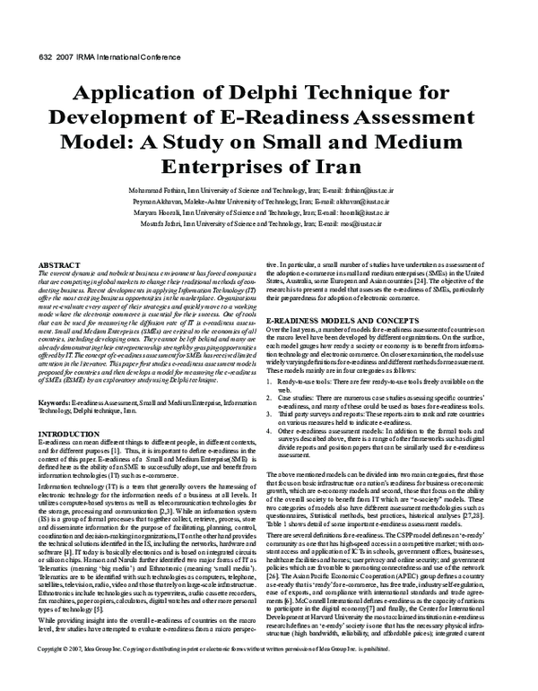(PDF) Application of Delphi Technique for Development of E-Readiness ...